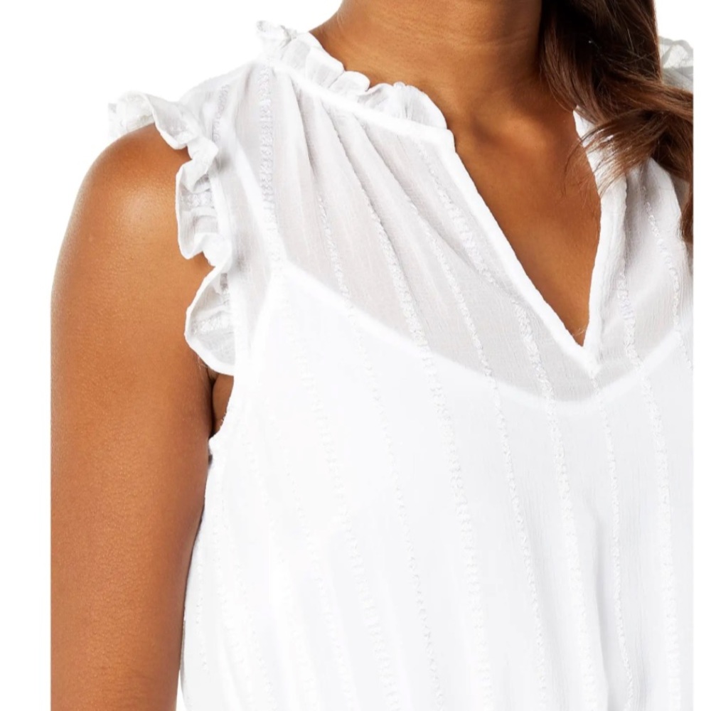 NEW🤍The Tommy Hilfiger® Ella Gauze Dobbie Stripe size 14 Bright White - Picture 3 of 9